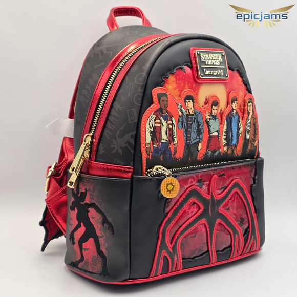 Loungefly Stranger Things Upside Down Group Portrait Light-Up Mini Backpack Bag - Picture 3 of 10